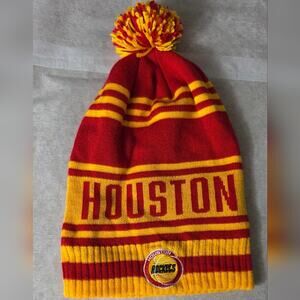 Houston Rockets - Adidas Pom Winter Knit Cap Hat -Red/Yellow